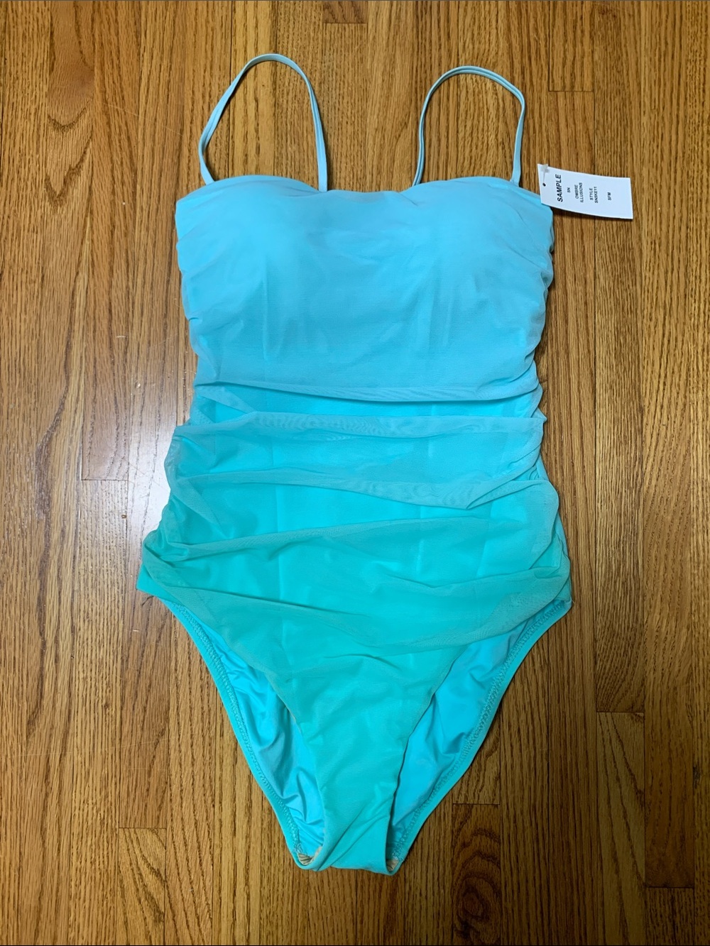 Sunshine 79 swimsuit - strapless bandeau one piece bathing suit, blue ombre mesh
